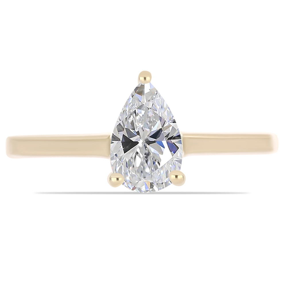 Pozlacené Stříbro 925/1000 - Prsten s Certifikovaný Diamantem pěstovaný v laboratoři - Karátové číslo: 0.96. přibližná hmotnost: 2.2 gramů 1 