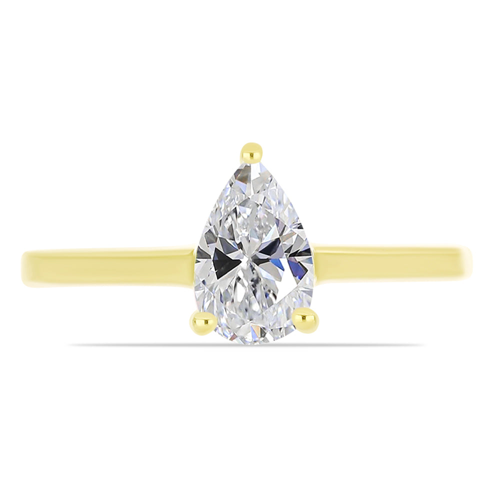 Pozlacené Stříbro 925/1000 - Prsten s Certifikovaný Diamantem pěstovaný v laboratoři - Karátové číslo: 0.96. přibližná hmotnost: 2.2 gramů 5 