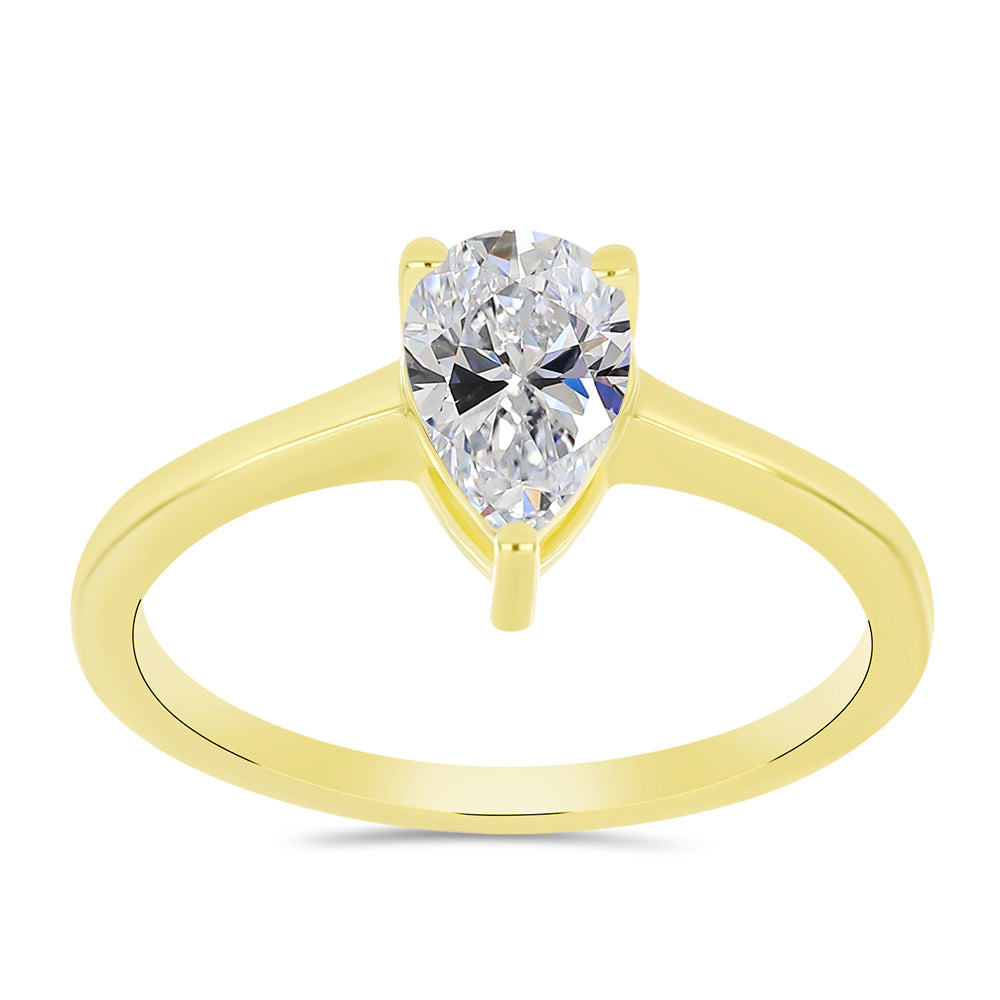 Pozlacené Stříbro 925/1000 - Prsten s Certifikovaný Diamantem pěstovaný v laboratoři - Karátové číslo: 0.96. přibližná hmotnost: 2.2 gramů 7 