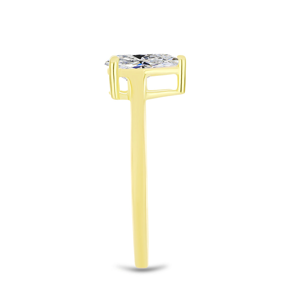 Pozlacené Stříbro 925/1000 - Prsten s Certifikovaný Diamantem pěstovaný v laboratoři - Karátové číslo: 0.96. přibližná hmotnost: 2.2 gramů