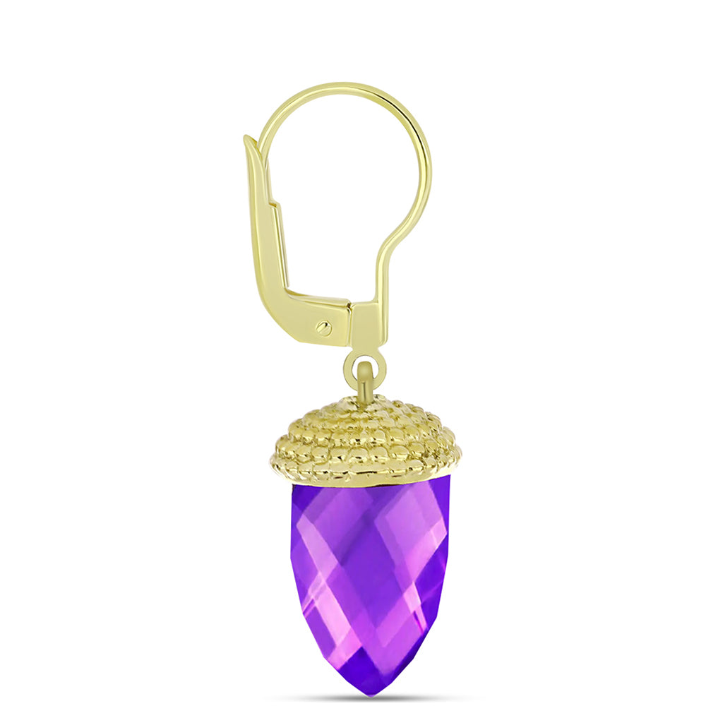 Pozlacené Stříbro 925/1000 - Náušnice s Purpurovým Achátem - Karátové číslo: 13.67. přibližná hmotnost: 7.06 gramů 2 