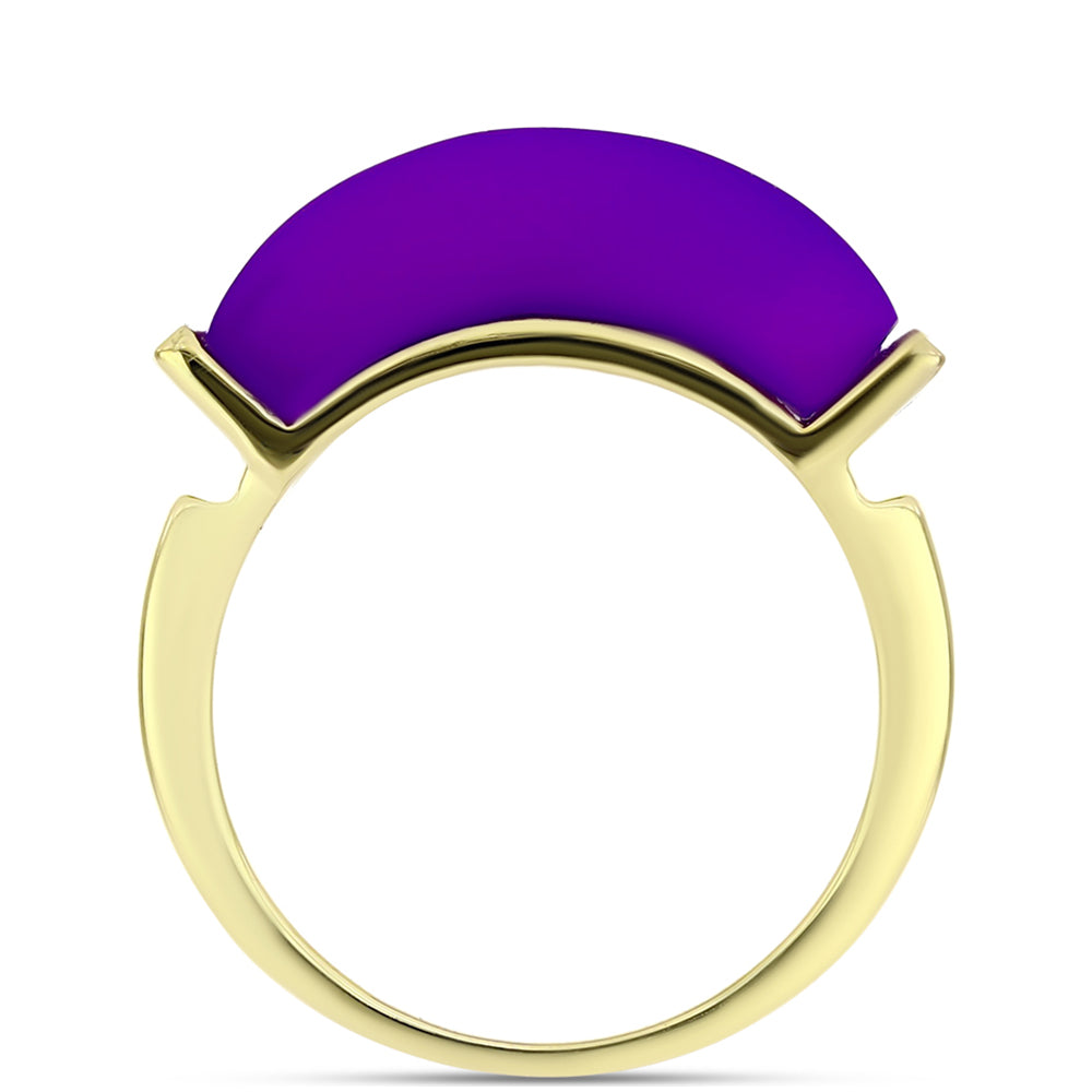 Pozlacené Stříbro 925/1000 - Prsten s Purpurovým Achátem - Karátové číslo: 6.14. přibližná hmotnost: 4.94 gramů 3 