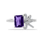 Stříbro 925/1000 - Prsten s Marockým Ametystem a Bílým Topazem - Karátové číslo: 1.7. přibližná hmotnost: 2.91 gramů