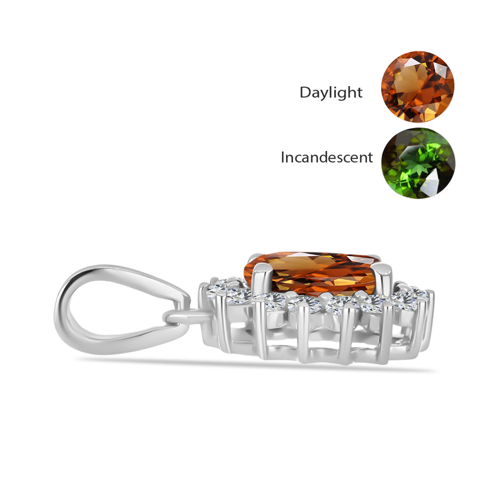 Stříbro 925/1000 - Přívěsek s Certifikovaný Anatolským zultanitem pěstovaný v laboratoři a Bílým Topazem - Karátové číslo: 1.78. přibližná hmotnost: 1.54 gramů 2 