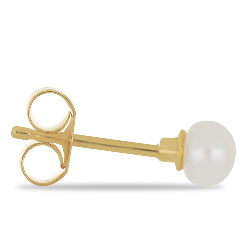 Pozlacené Stříbro 925/1000 - Náušnice s Bílou Sladkovodní Perlou - Karátové číslo: 1.6. přibližná hmotnost: 0.72 gramů 3 