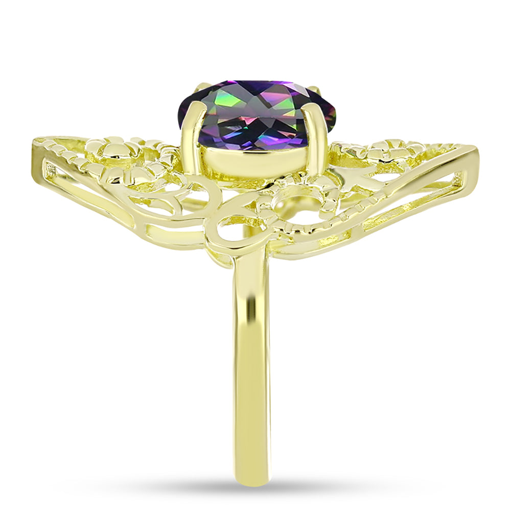 Pozlacené Stříbro 925/1000 - Prsten s Mystickým zeleným hematitovým křemenem - Karátové číslo: 3.51. přibližná hmotnost: 5.16 gramů 4 