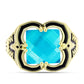 Pozlacené Stříbro 925/1000 - Prsten s Modrým jadeitem - Karátové číslo: 4.05. přibližná hmotnost: 6.34 gramů