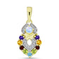 Pozlacené Stříbro 925/1000 - Přívěsek s Duhovým Měsíčním Kamenem a Marockým Ametystem - Karátové číslo: 0.57. přibližná hmotnost: 1.61 gramů