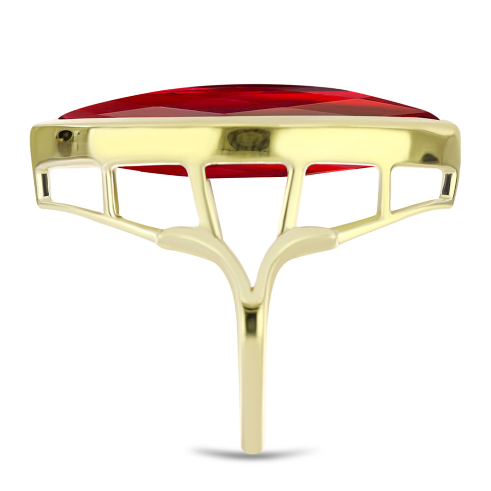 Pozlacené Stříbro 925/1000 - Prsten s Červeným Achátem - Karátové číslo: 19.13. přibližná hmotnost: 9.71 gramů 4 