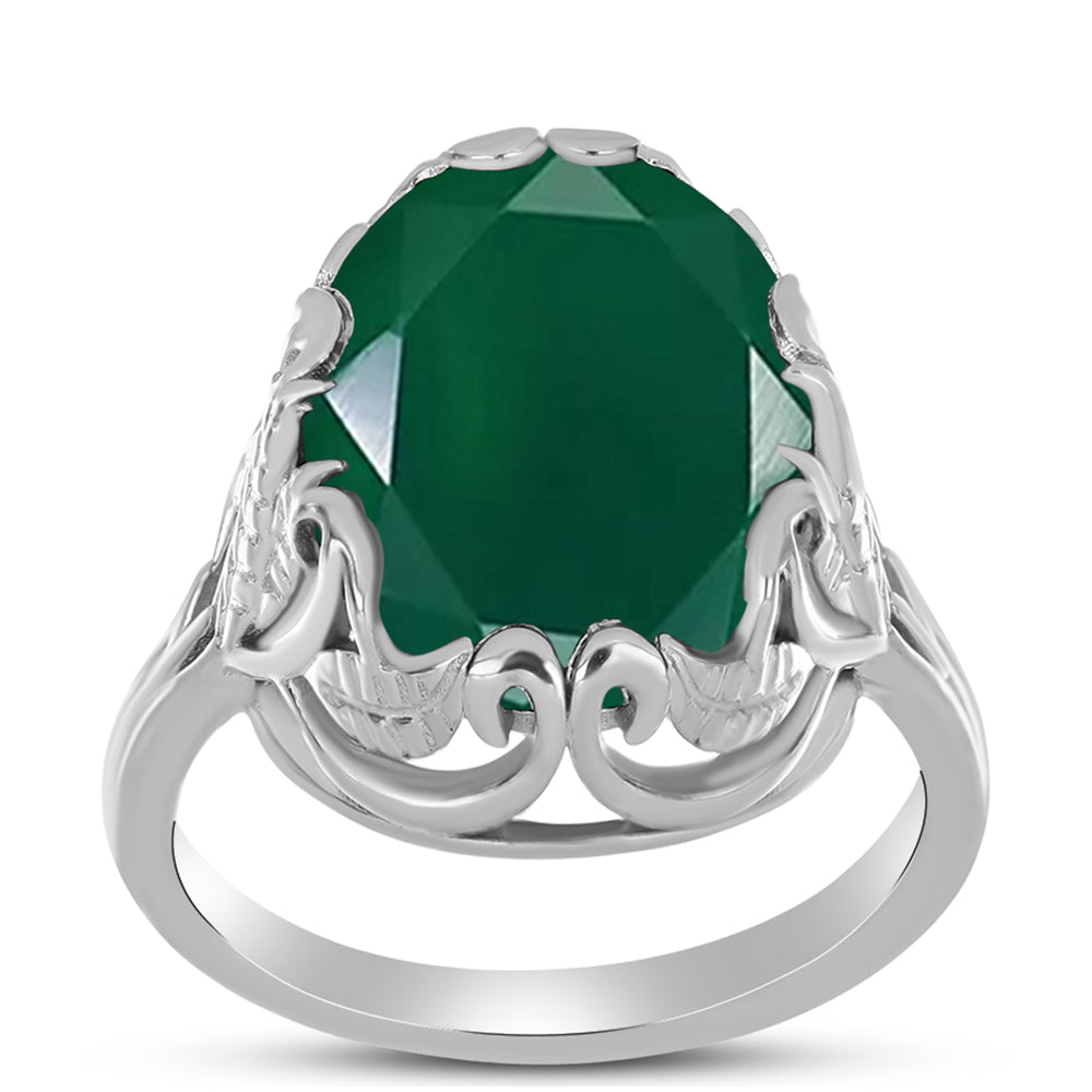 Stříbro 925/1000 - Prsten se Zeleným Chalcedonem - Karátové číslo: 7.97. přibližná hmotnost: 6.28 gramů 3 