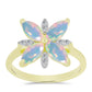 Pozlacené Stříbro 925/1000 - Prsten s Welo opálem a Bílým Topazem - Karátové číslo: 1.35. přibližná hmotnost: 3.33 gramů
