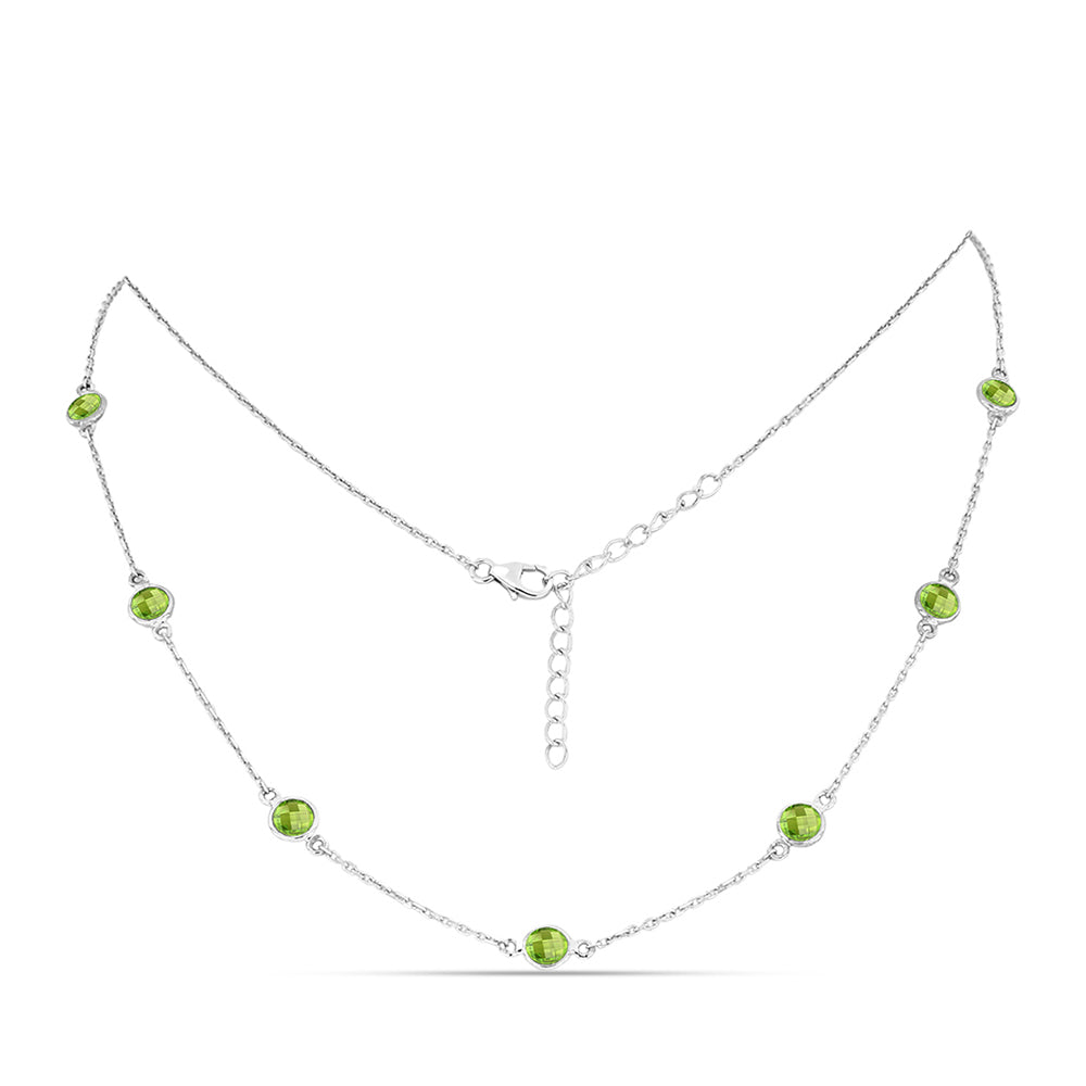 Stříbro 925/1000 - Náhrdelník s Čchang-pajským Peridotem - Karátové číslo: 3.64. přibližná hmotnost: 3.67 gramů 1 