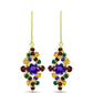 Pozlacené Stříbro 925/1000 - Náušnice s Marockým Ametystem a Rhodolitovým Granátem z Minas Moatize - Karátové číslo: 3.56. přibližná hmotnost: 4.14 gramů
