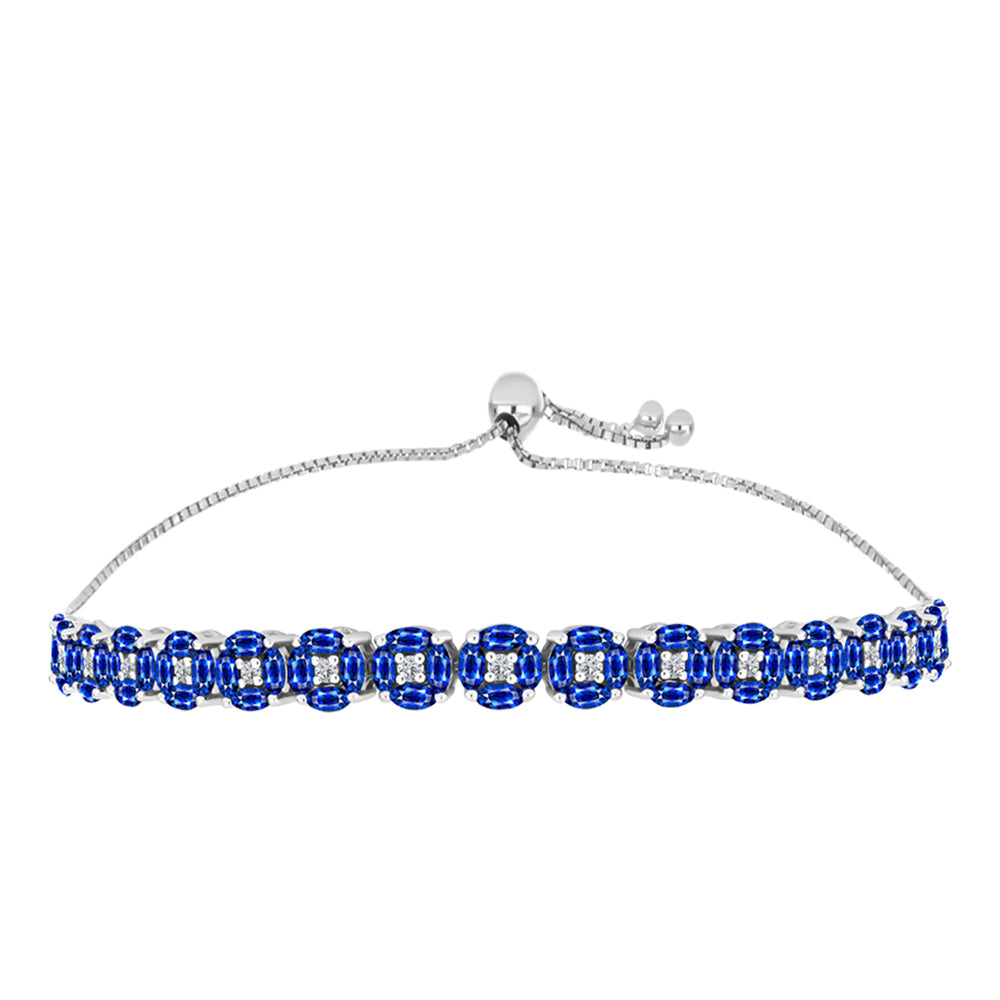 Stříbro 925/1000 - Náramek s Australským Modrým Safírem a Bílým Topazem - Karátové číslo: 9.17. přibližná hmotnost: 13.18 gramů 1 