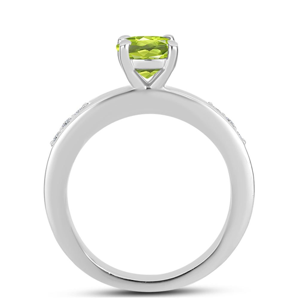 Stříbro 925/1000 - Prsten s Čchang-pajským Peridotem a Bílým Topazem - Karátové číslo: 1. přibližná hmotnost: 3.09 gramů 2 