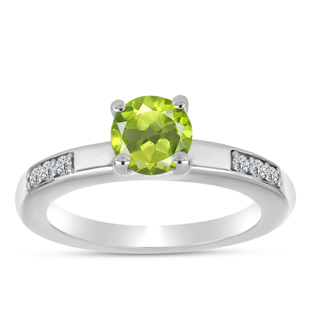 Stříbro 925/1000 - Prsten s Čchang-pajským Peridotem a Bílým Topazem - Karátové číslo: 1. přibližná hmotnost: 3.09 gramů