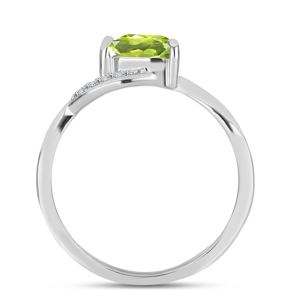 Stříbro 925/1000 - Prsten s Čchang-pajským Peridotem a Bílým Topazem - Karátové číslo: 0.89. přibližná hmotnost: 2.2 gramů 2 