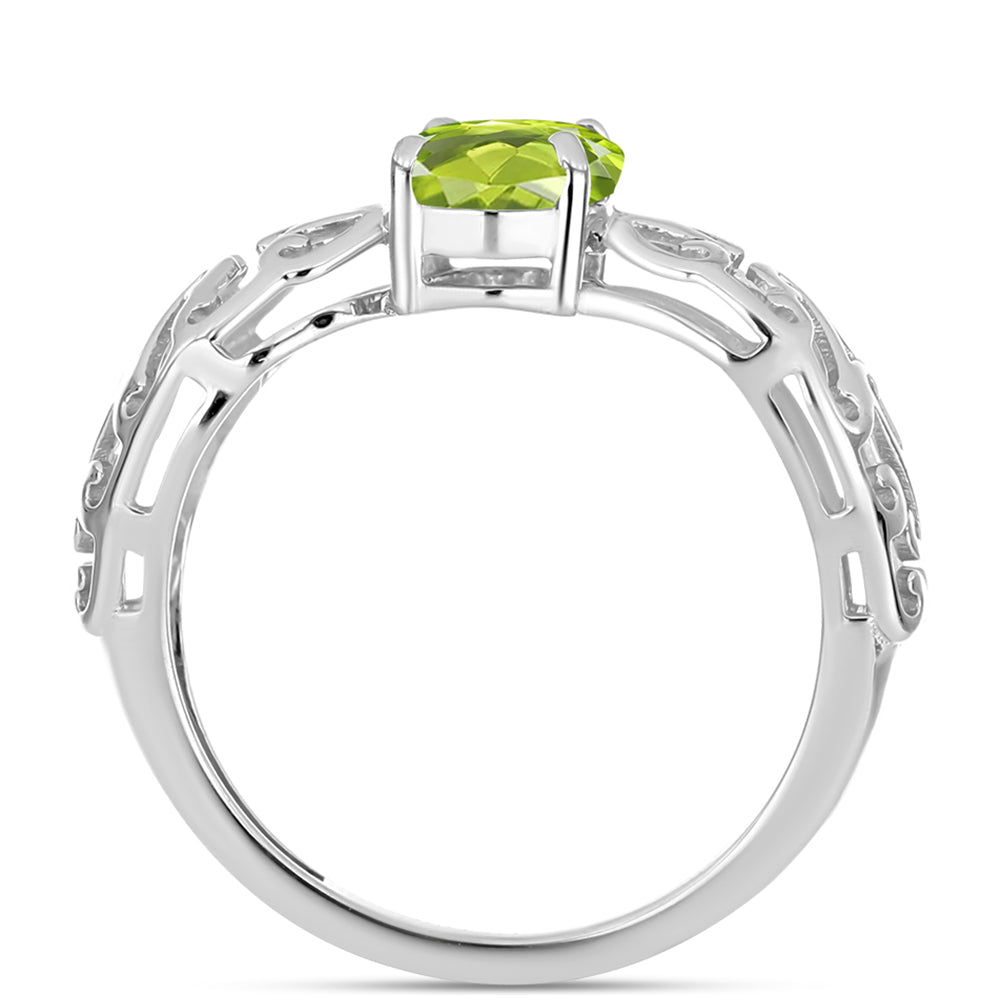 Stříbro 925/1000 - Prsten s Čchang-pajským Peridotem - Karátové číslo: 1.15. přibližná hmotnost: 1.98 gramů