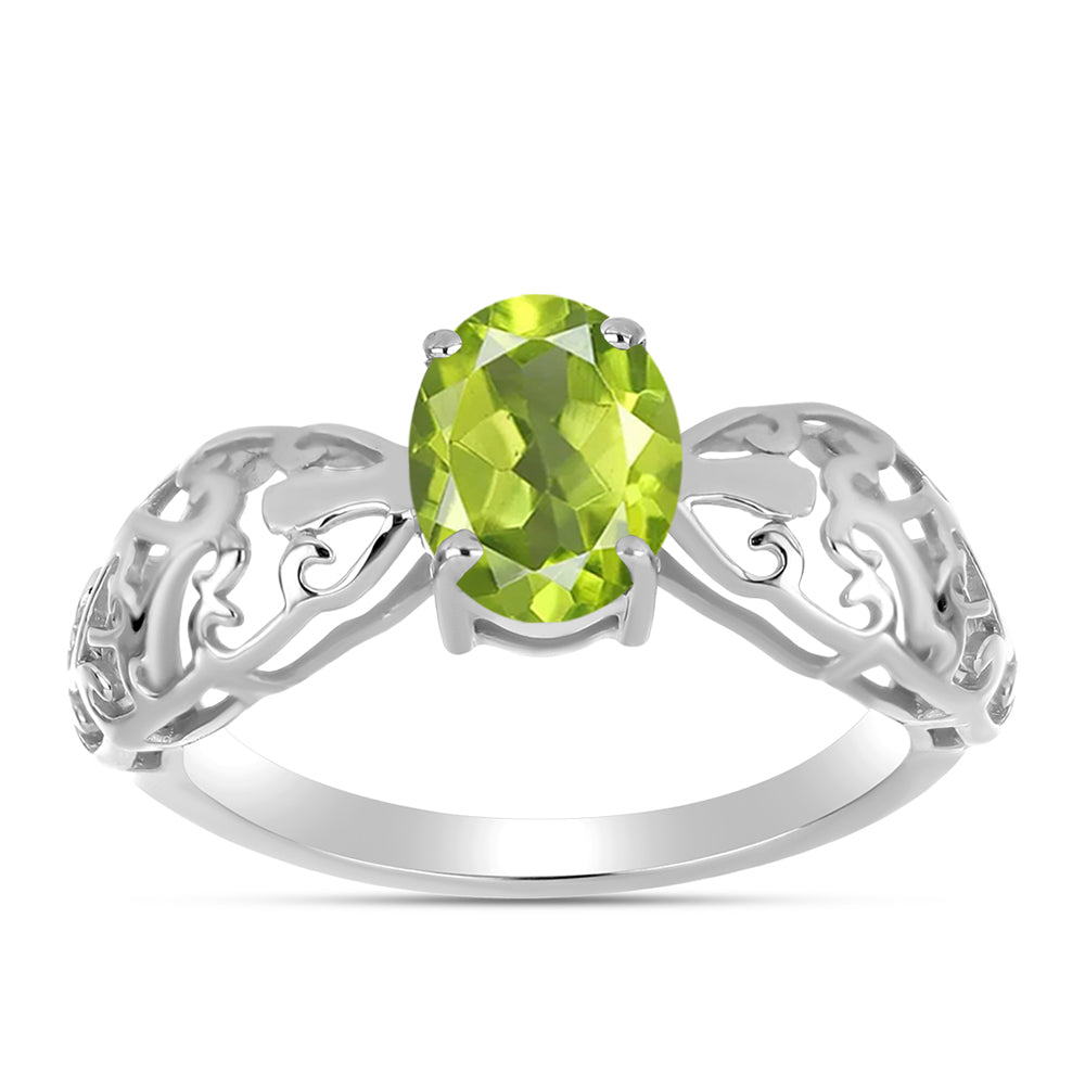 Stříbro 925/1000 - Prsten s Čchang-pajským Peridotem - Karátové číslo: 1.15. přibližná hmotnost: 1.98 gramů 3 