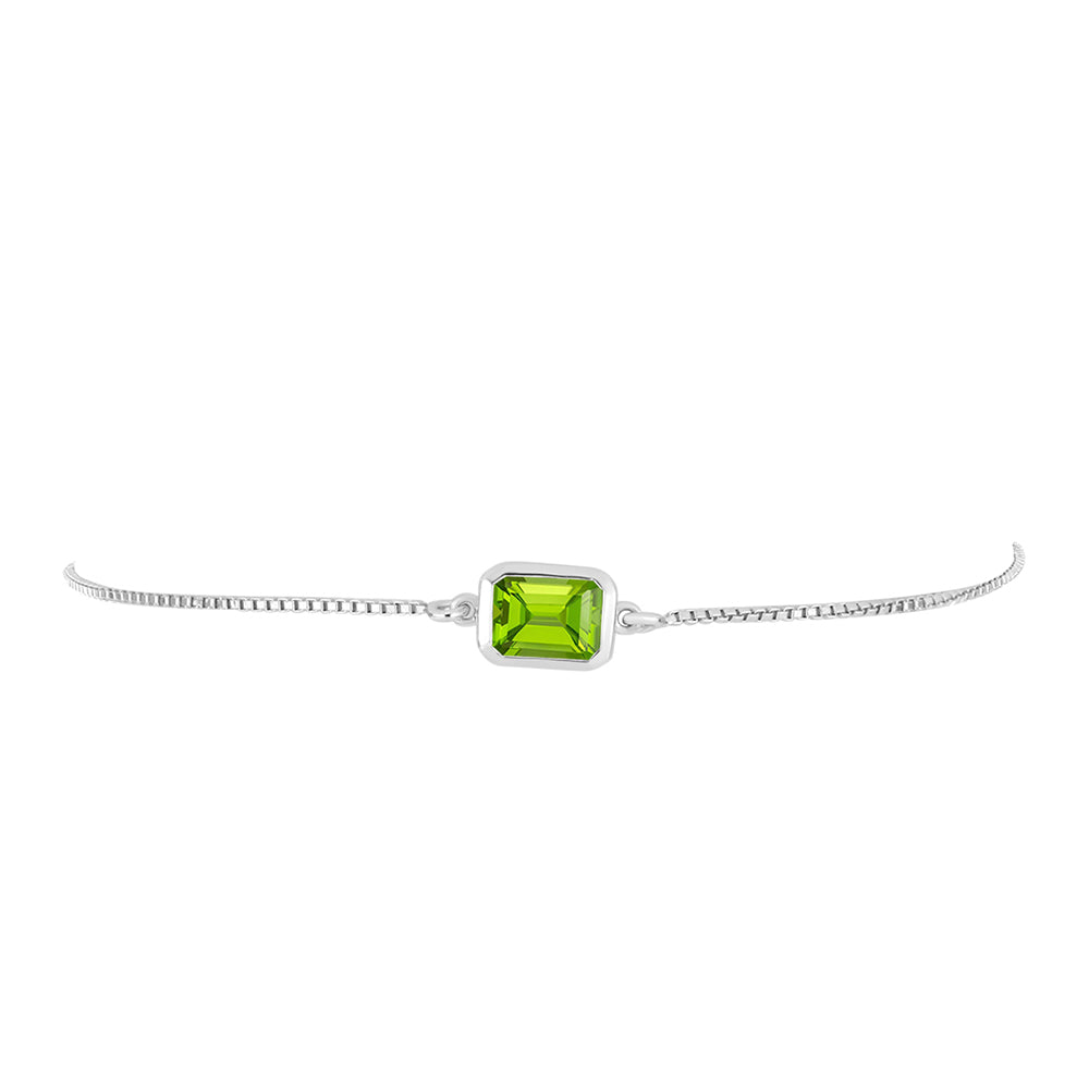 Stříbro 925/1000 - Náramek s Čchang-pajským Peridotem - Karátové číslo: 1.53. přibližná hmotnost: 3.19 gramů 2 
