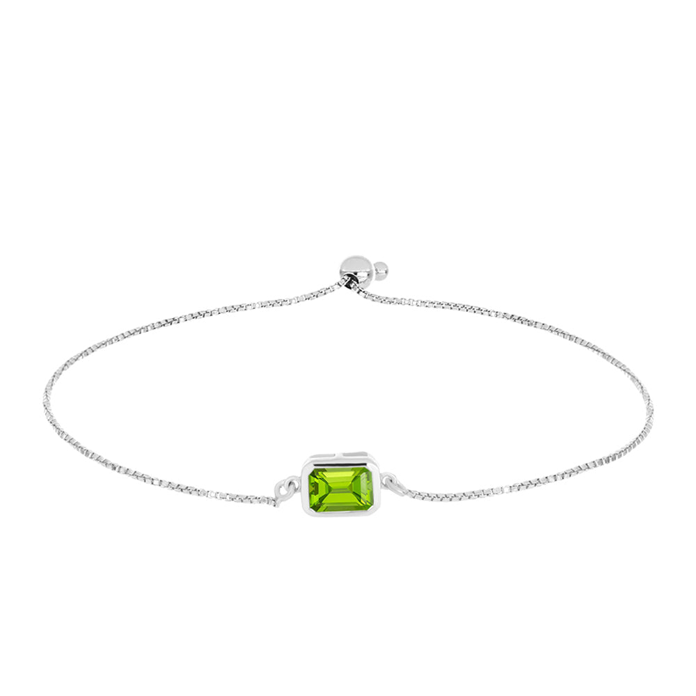 Stříbro 925/1000 - Náramek s Čchang-pajským Peridotem - Karátové číslo: 1.53. přibližná hmotnost: 3.19 gramů