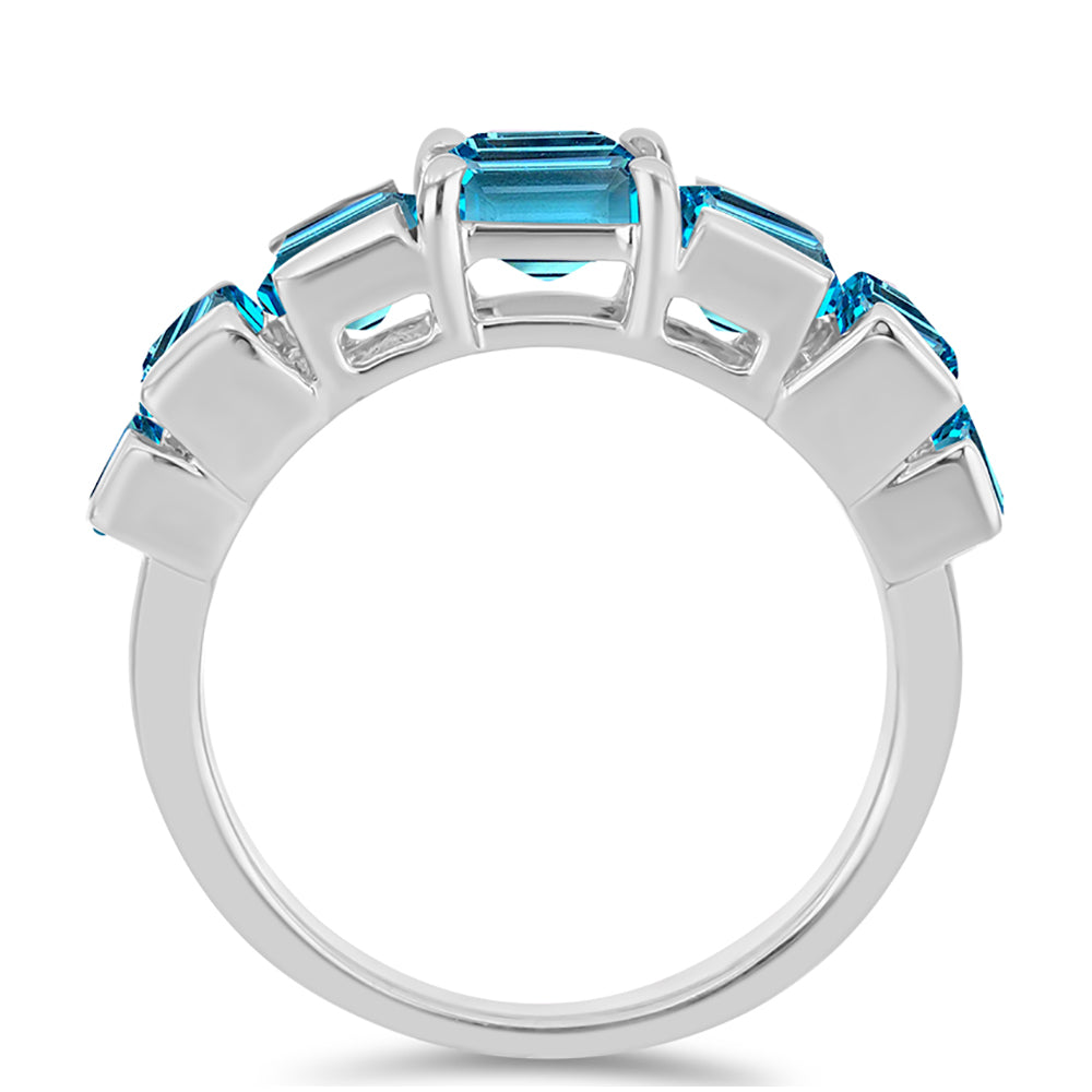Stříbro 925/1000 - Prsten se Švýcarským Modrým Topazem - Karátové číslo: 6. přibližná hmotnost: 5.42 gramů