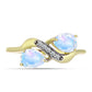 Pozlacené Stříbro 925/1000 - Prsten s Duhovým Měsíčním Kamenem a Bílým Topazem - Karátové číslo: 1.34. přibližná hmotnost: 2.68 gramů