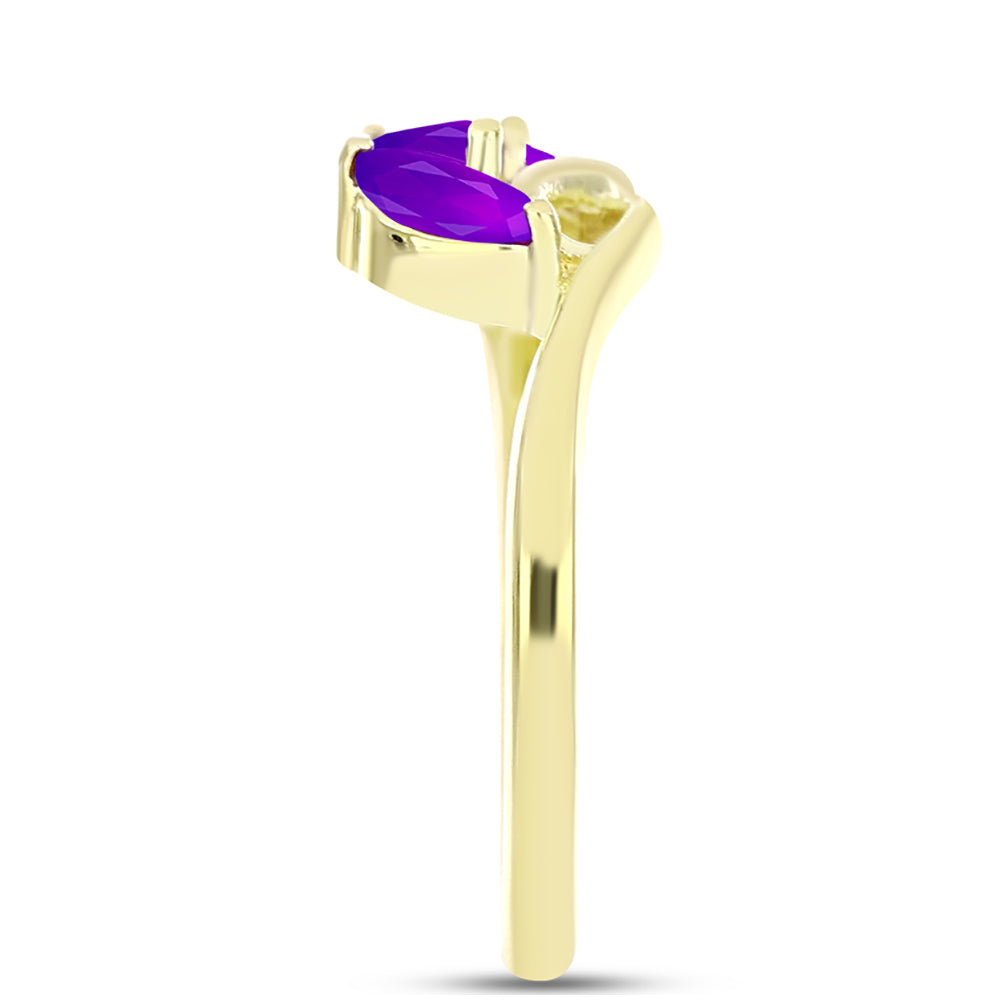 Pozlacené Stříbro 925/1000 - Prsten s Purpurovým Achátem - Karátové číslo: 0.62. přibližná hmotnost: 2.25 gramů 4 