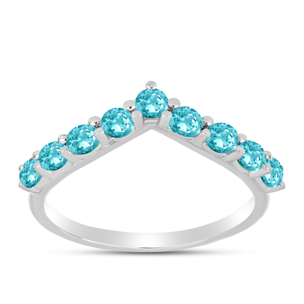 Stříbro 925/1000 - Prsten s Paraiba Křemenem - Karátové číslo: 1.25. přibližná hmotnost: 2.45 gramů