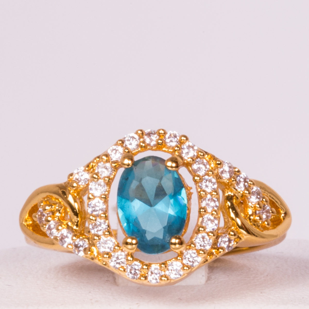 Pozlacený Slitinový Prsten s Modrým Emporia® Křišťálem | -80% Akce na Šperky