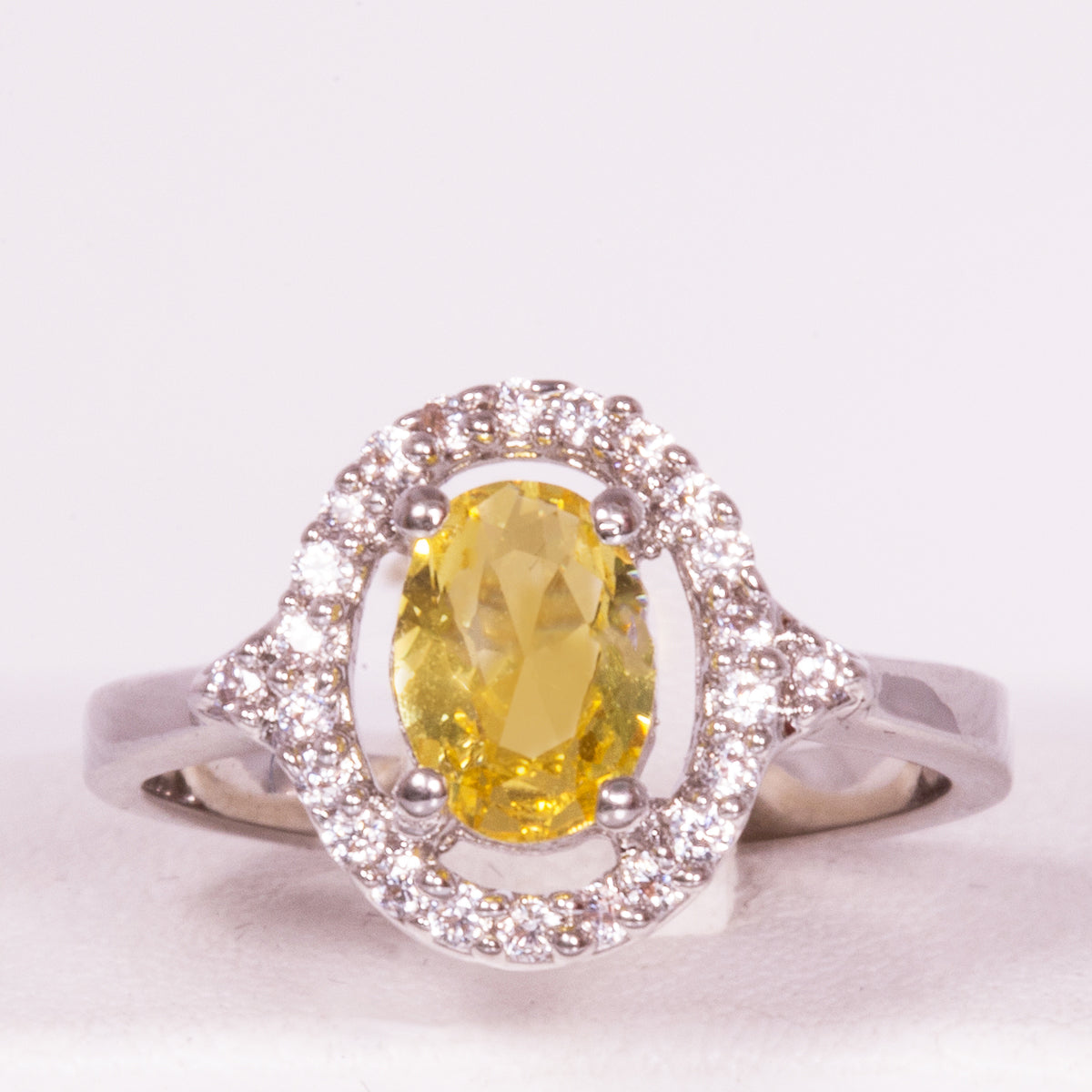 Bílým Zlatem Pozlacený Slitinový Prsten se Žlutým Emporia® Křišťálem | -80% Akce na Šperky