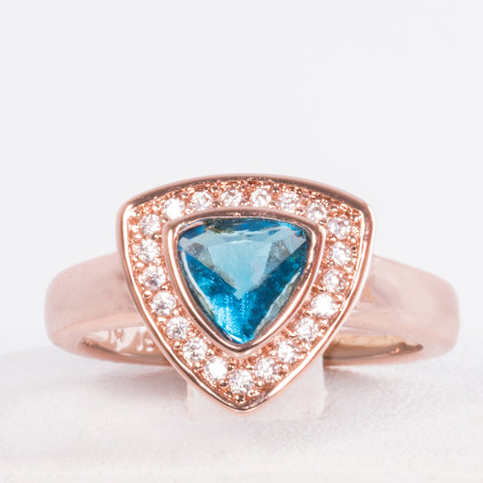 Pozlacený Slitinový Prsten s Modrým Emporia® Křišťálem ( Prsten )