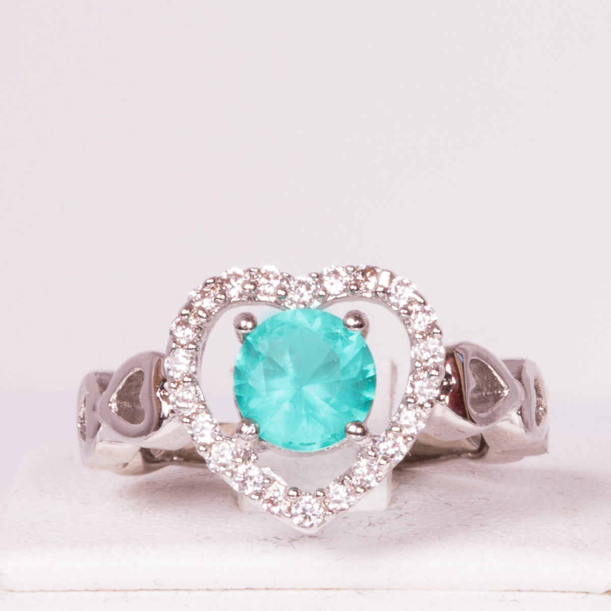 Bílým Zlatem Pozlacený Slitinový Prsten s Modrým Emporia® Křišťálem | -80% Akce na Šperky