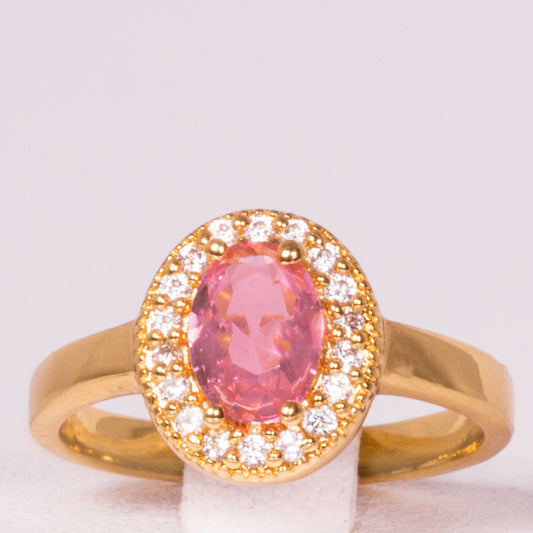 Pozlacený Slitinový Prsten s Růžovým Emporia® Křišťálem | -80% Akce na Šperky