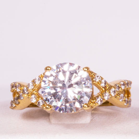 Pozlacený Slitinový Prsten s Bílým Emporia® Křišťálem | -80% Akce na Šperky