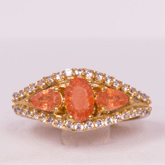 Pozlacený Slitinový Prsten s Oranžovým Emporia® Křišťálem | -80% Akce na Šperky