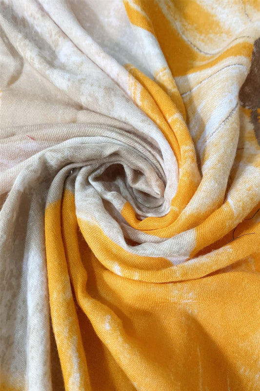 Bavlněná Šála-šátek, 85 cm x 180 cm, Velký květinový vzor, Oranžová | -80% Akce na Šperky