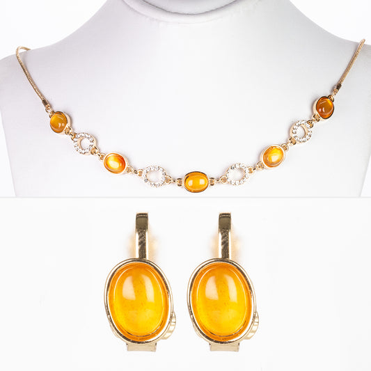 Pozlacená slitina - Sada s Červeným Achátem