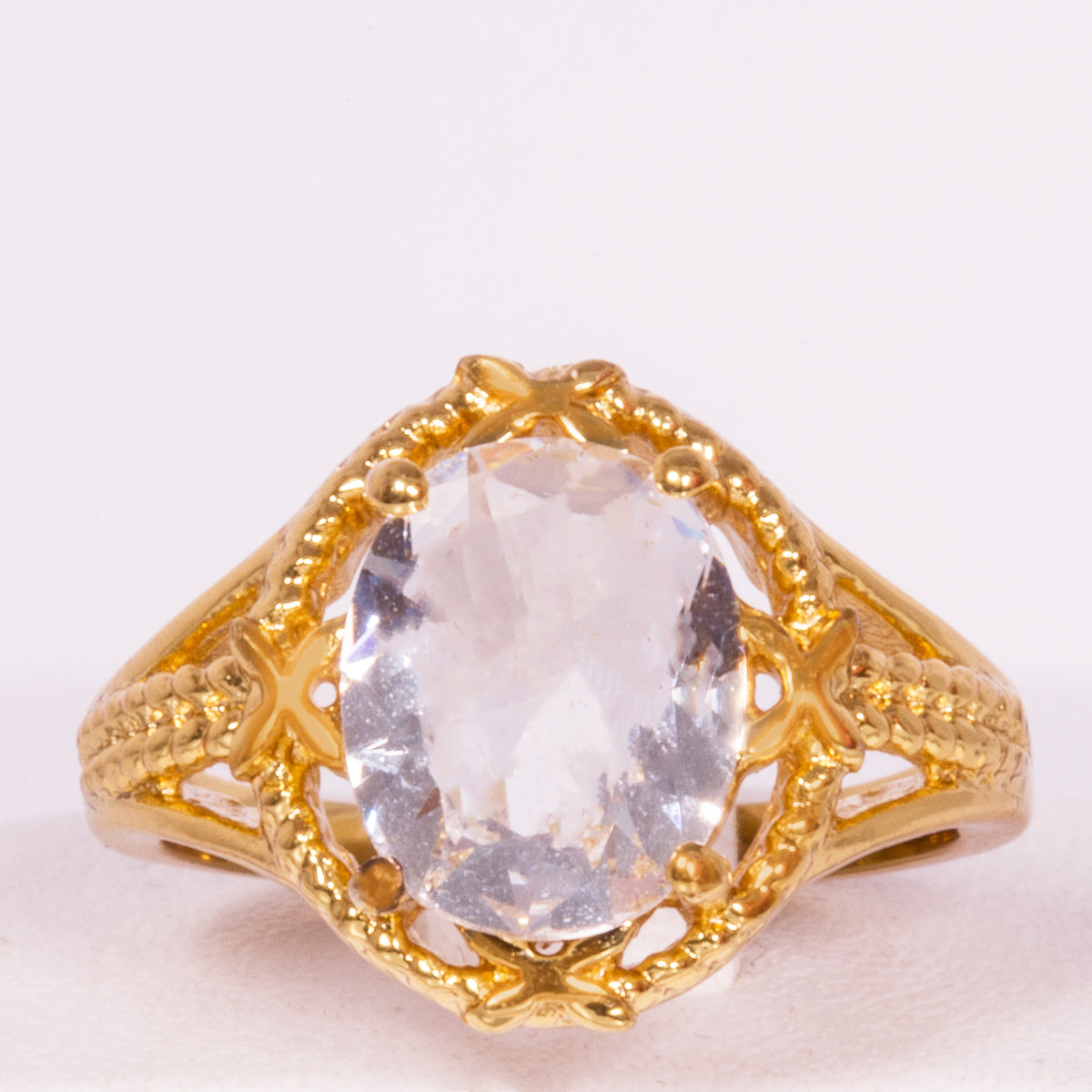 Pozlacený Slitinový Prsten s Bílým Emporia® Křišťálem | -80% Akce na Šperky