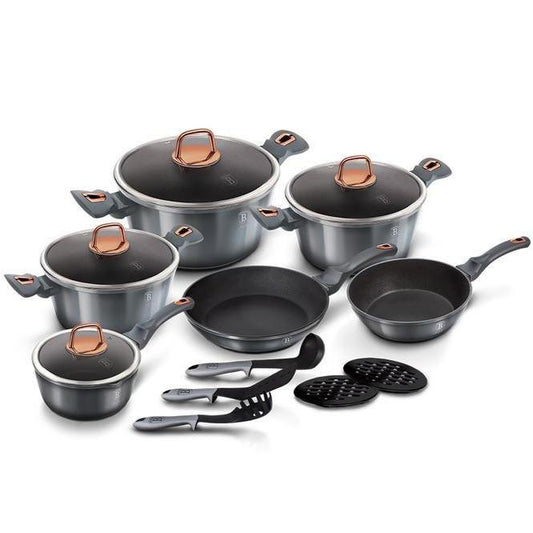 Berlinger Haus 15dílná sada s titanovým povlakem, šedá / rosegold | -80% Akce na Šperky