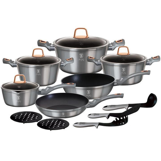 Berlinger Haus 15dílná sada s titanovým povlakem, šedá / rosegold | -80% Akce na Šperky