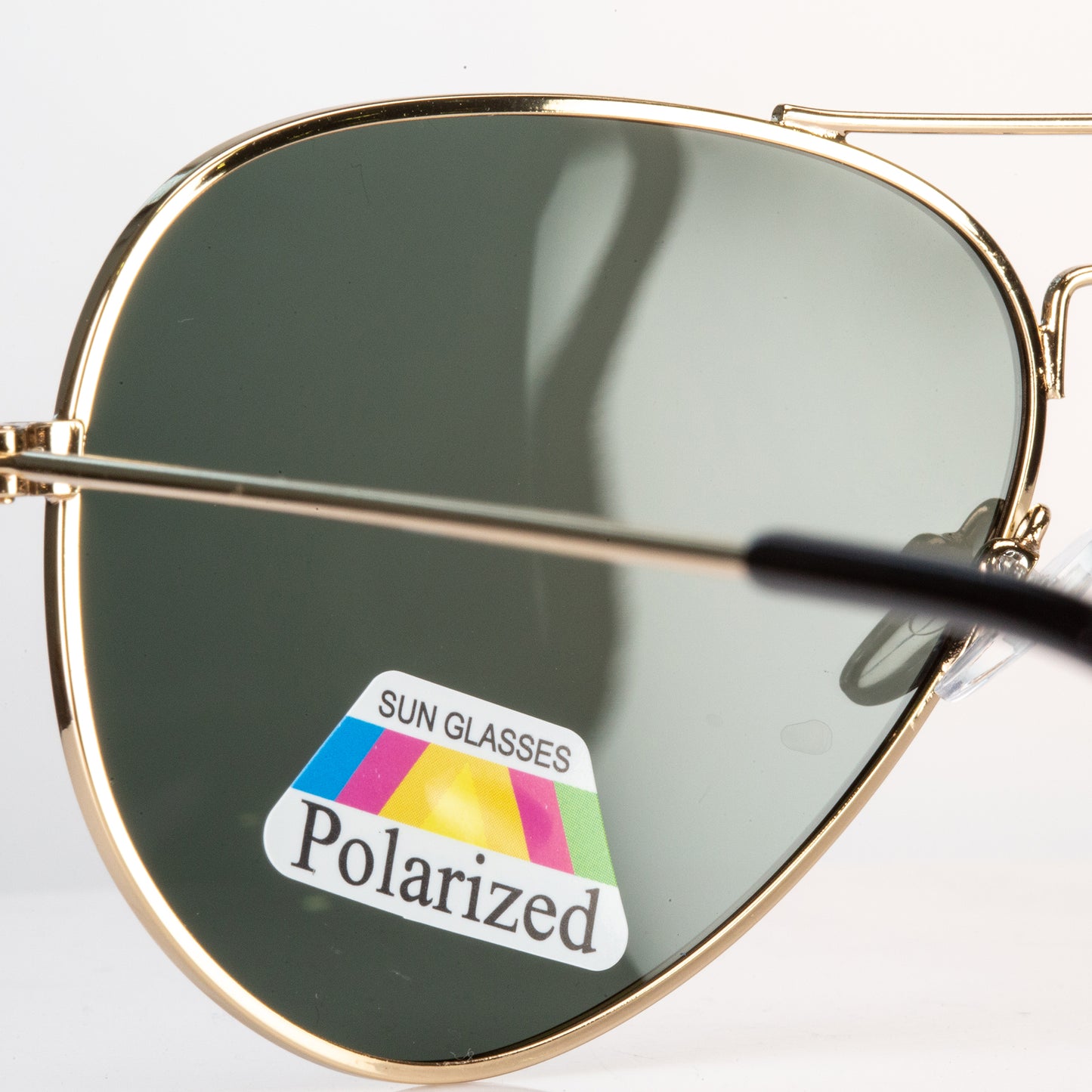 Emporia Italy - série Aviator "ORIGINÁL", polarizované sluneční brýle s pevným pouzdrem a čisticím hadříkem, tmavě zelené čočky, obroučky zlaté barvy