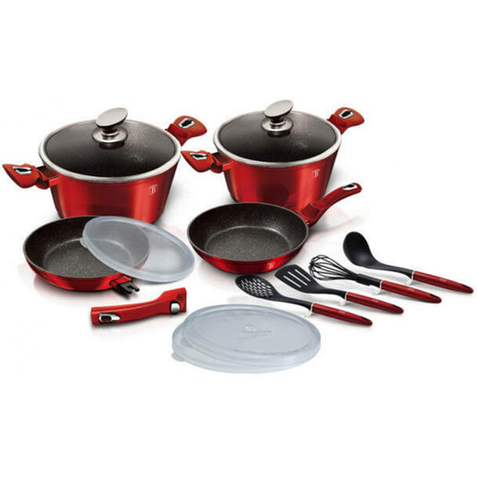 Berlinger Haus 13kusová sada nádob s odnímatelnou rukojetí, Edice Metallic Line Burgundy