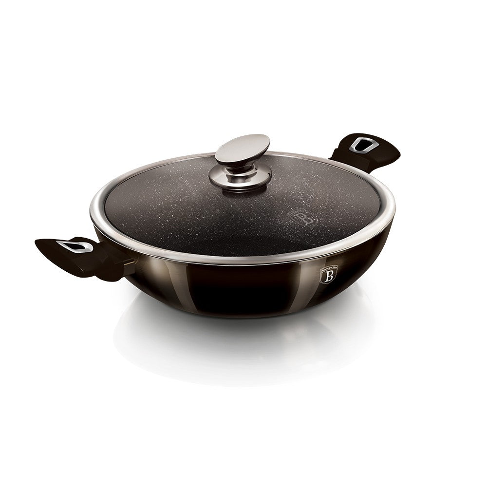 Berlinger Haus Metallic Line Shiny Black Edition Wok s víkem, 30 cm