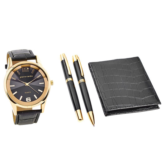 4 dílná sada Pierre Cardin pro Gentlemana - Hodinky, 2 Pera a Peněženka | -80% Akce na Šperky