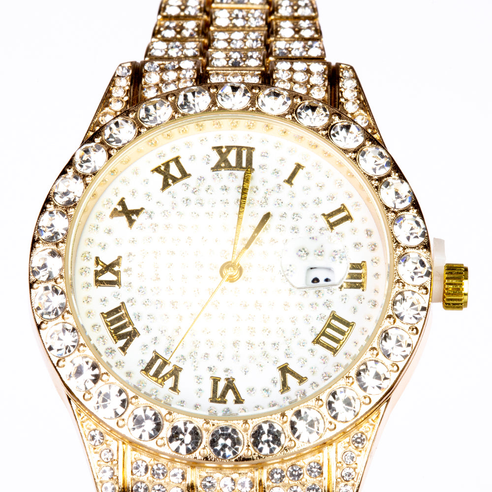 5dílná sada šperků Emporia prémiové kvality s hodinkami, náhrdelníkem, náramkem, náušnicemi a prstenem, v exkluzivní dárkové krabičce s koženým efektem
