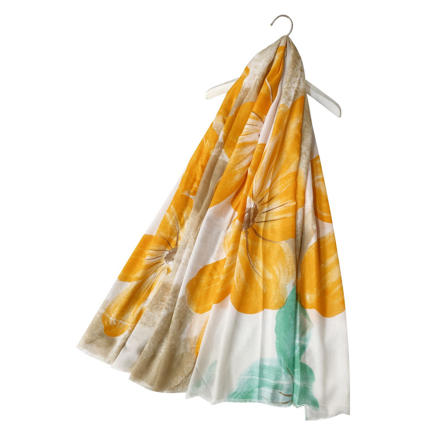 Bavlněná Šála-šátek, 85 cm x 180 cm, Velký květinový vzor, Oranžová | -80% Akce na Šperky