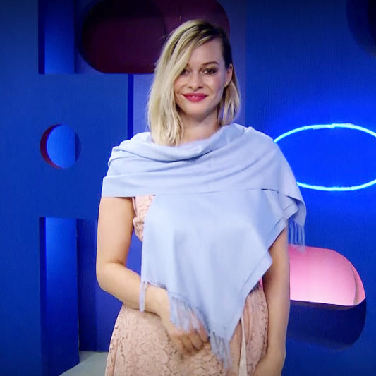 Šála-šátek ze 100% Pravého Pashmina Kašmíru, 70 cm x 180 cm, Světle modrá | -80% Akce na Šperky