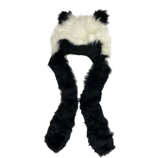 Čepice a šála 2 v 1, vzor pandy, s extra kapsami, 29 cm x 20 cm