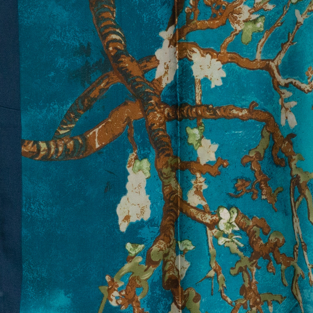 100% Hedvábná Šála, 90 cm x 180 cm, Van Gogh Mandlový Květ